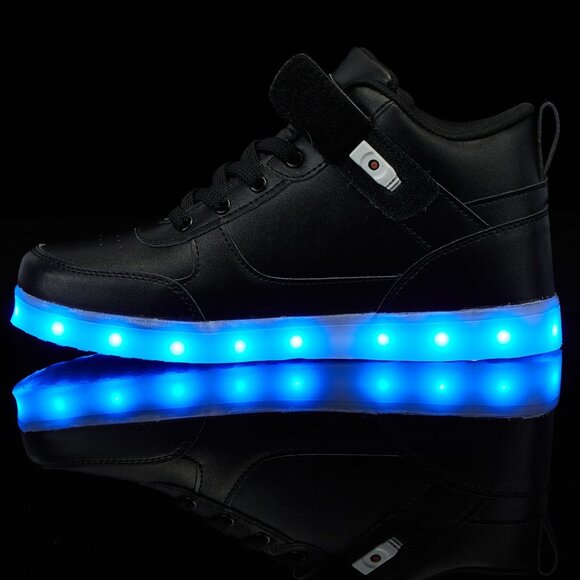 ⚡Unisex Black High Top USB Charging Light Up Shoes Sports LED Dancing Sneakers - Picture 3 of 7